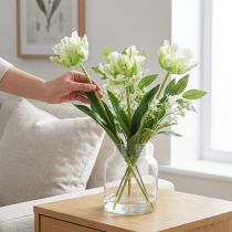 Artikel Kunstbloem papegaaitulp kunsttulp groen wit 69cm