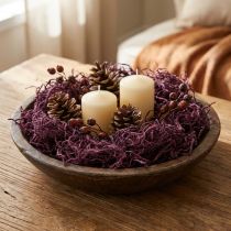 Artikel Moerbeiwatten in aubergine, natuurlijk decoratief materiaal, flexibel en veelzijdig, 150 g