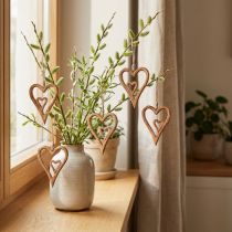 Artikel Houten hart naturel houten harten om op te hangen 8×11cm 4 st