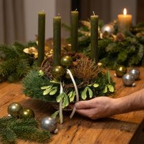 Artikel Glazen kerstballen, glanzend, in olijf- en zilvergrijs, 5 cm, 24 stuks