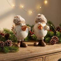 Artikel Kerstfiguren vogel met hoed beige 11,5x8x14cm 2st