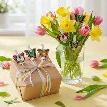 Artikel Decoratieve clip vlinder, cadeau-decoratie, lente, vlinders gemaakt van hout 6st