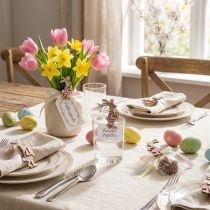 Artikel Decoratieve paashaasclips, roze en witte houten paasdecoraties, 7,5 cm, 4 stuks