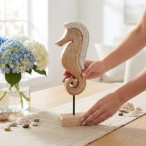 Artikel Zeepaarddecoratie met parels, maritieme tafeldecoratie, hout, 28 cm