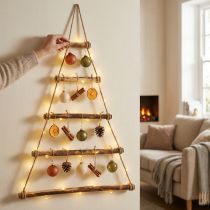Artikel Wanddecoratie hout boho kerstdecoratie gevlamd 75×105cm