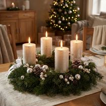 Artikel Platinakleurige pilaarkaarsen, set van 4, 60x80mm - Elegante decoratie voor adventskransen en -tafels