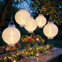 Artikel Lantaarn LED met solar 20cm wit