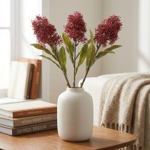 Artikel Kunstbloemen van Skimmia Japonica (bordeauxrood), droog uiterlijk, 59 cm, 3 stuks