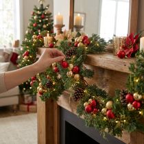 Artikel Kunstmatige dennenkrans 160cm, kerstdecoratie, wand- en raamdecoratie, cederlook