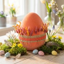 Artikel Paasei decoratie ei oranje abrikoos kunststof gevlokt 20cm