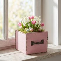 Artikel Plantenlade houten sierplantenbak roze 12,5cm