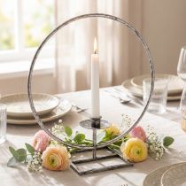 Artikel Decorring metalen kandelaar zilver shabby chic Ø32cm