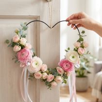 Artikel Metalen ring hartvorm, hangende decoratie metaal, decoratieve lus zwart B32,5cm 4 stuks