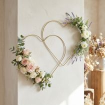 Artikel Metalen ring hartvorm, hangende decoratie metalen decoratielus goud 32,5cm 4 stuks