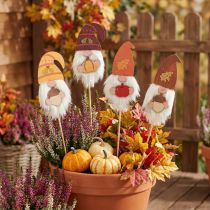 Artikel Tuinpalen Kabouter Herfstdecoratie Hout Assortiment 39cm 8 st