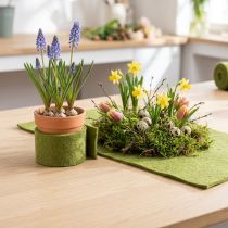 Artikel Vilten lint groen wollint mosgroen B7/15cm L1m/1m set van 2