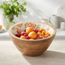 Artikel Decoratieve schaal van mangohout, schaal van perzikhout Ø12,5 cm