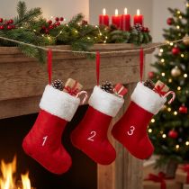 Artikel Adventskalender voor het vullen van laarzen vilt rood wit 155cm
