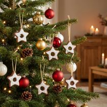 Artikel Kerstboomversiering, kaneelsterren, decoratieve sterren van kunststof, 5 cm, traditionele kerstversiering, set van 24 stuks