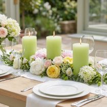 Artikel Set van 4 limoengroene pilaarkaarsen - Elegante tafeldecoratie &amp; sfeerkaarsen voor in huis, 70x120mm - Ideaal voor feesten en dagelijks gebruik