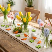 Artikel Decoratieve vogel en vlinder houten strooidecoratie kleurrijk 2cm 144 st