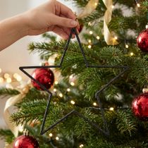 Artikel Grote zwarte glitter hangende sterren, Ø24cm, kerst- en feestversiering, set van 6