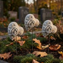 Artikel Grafsteen hart gedenksteen roos gegoten steen 5,5 cm 6 stuks