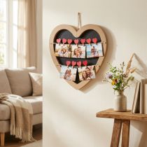 Artikel Wanddecoratie hart fotohouder memohouder 10 clips 30cm