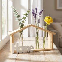 Artikel Houten wanddecoratie, woondecoratie, reageerbuisvaas, bloemenhouder, 27,5x4,5x14,5cm