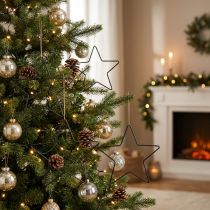 Artikel Kerstdecoratie metalen ster zwarte decoratieve sterhanger 20cm 6 stuks