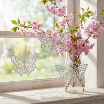 Artikel Vlinderdecoratie hangend vintage metalen decoratie wit 15×12cm 3 st