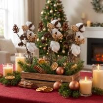 Artikel Decoratieve kersttakken kunstmix assorti 29cm 3 bossen