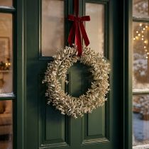 Artikel Decoratieve krans kunst eucalyptus Golden, gesneeuwd Ø36cm