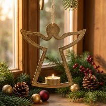 Artikel Decoratieve engel, theelichthouder om op te hangen, metalen decoratie goud H20cm