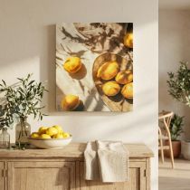 Artikel Muurdecoratie met citroen, zomerdecoratie, mediterrane flair, houten lijst, 40x60cm, wanddecoratie voor de woonkamer