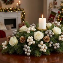 Artikel Mini kerstballen crème grijs glas spiegelbessen Ø25mm 140 st