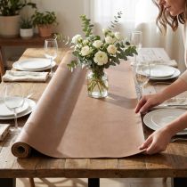 Artikel Bruin kunstleer leren tafelloper van decoratieve stof, 33 cm×1,35 m