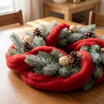 Artikel Wollen koord, decoratieve wol, rood, 2 meter viltwol voor bloemschikken, decoratie en knutselwerk.