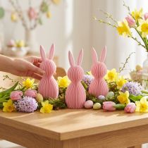 Artikel Decoratief paashaasje, symbool voor een lenteachtige huisdecoratie, 13 cm, 3 stuks