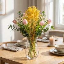 Artikel Boeket gedroogde bloemen met gipskruid. Decoratieve bloeiende takken, geschikt voor seizoensgebonden tafeldecoratie. 70 cm
