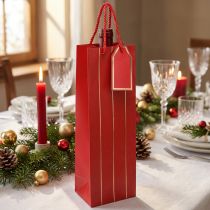 Artikel Cadeauzakje flessenzakje papier rood goud 9×12×36cm 1 st
