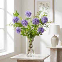 Artikel Sneeuwbal kunstbloemen paarse bloesem 5 bloemschermen L78cm 2st