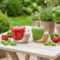 Artikel Decoratieve slakken keramiek peper rood groen H10cm 2 st