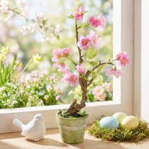 Artikel Kunst amandelboom in pot met roze bloemen H28cm
