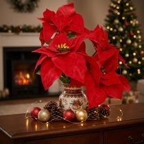 Artikel Poinsettia Kerstster Rood Kunstmatig L55cm 2st