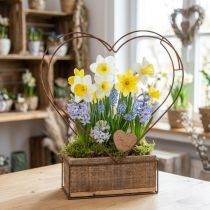 Artikel Plantenbak houten hart decoratief roest H41cm/39cm set van 2