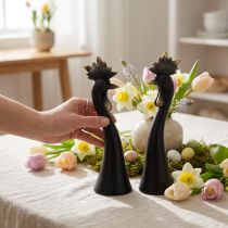 Artikel Paasdecoratie kipdecoratie haan zwart goud H19cm 2 stuks