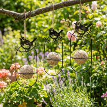 Artikel Hangende decoratie metalen decoratie vogels zwart voederstation 18×22,5cm 3 stuks