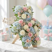 Artikel Bloemenfoam teddybeerfiguur met standaard, 48,5 cm x 42 cm, H5 cm, 1 stuk