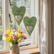 Artikel Metalen hart, decoratief hart om op te hangen, hartdecoratie H14,5cm 2 st.